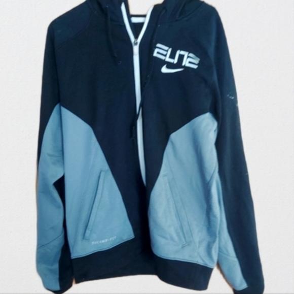 Big Boys Small. Nike Therma Elite Fit Hoodie. Black/Gray - Picture 6 of 8